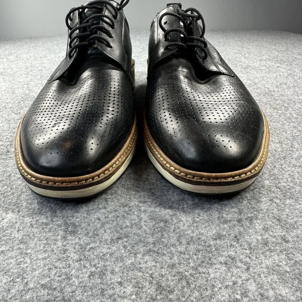 Ecco ST.1 Shoes Mens Size 11.5 Black Leather Derby Lace Up Comfort Dress EU 45
